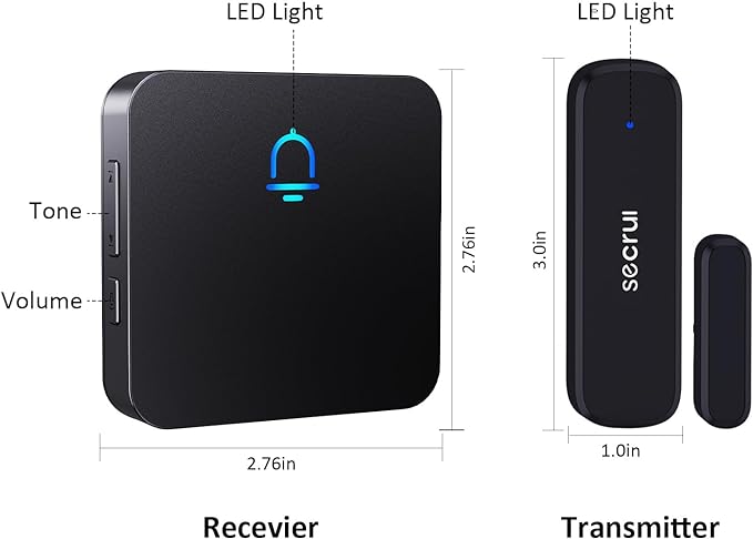 SECRUI Wireless Door Chimes When Door Open Entry for Business/Home/Office/Store Door Ringer Alert Buzzer Alarm with - 2 Receiver 1 sensors
