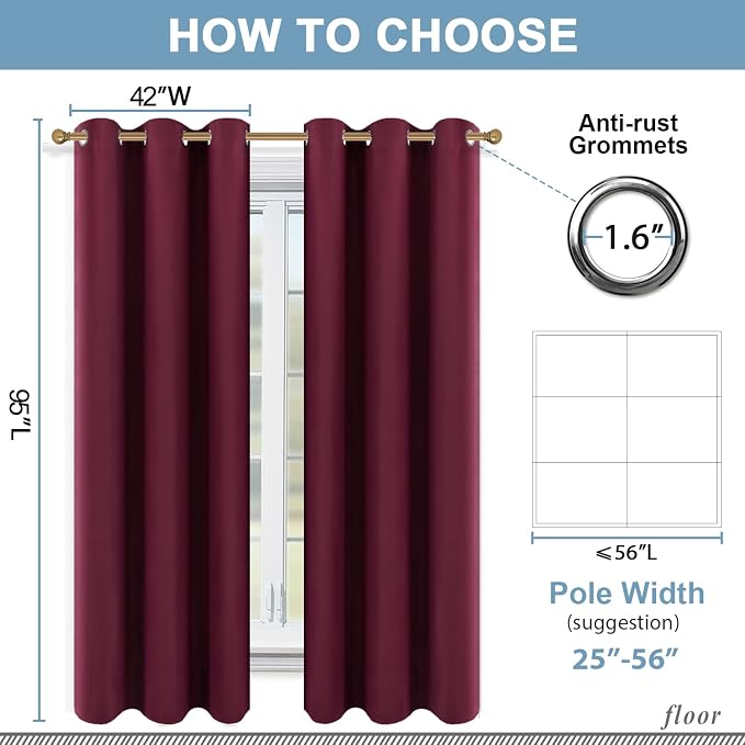 Diraysid Burgundy Blackout Curtains - Image 6