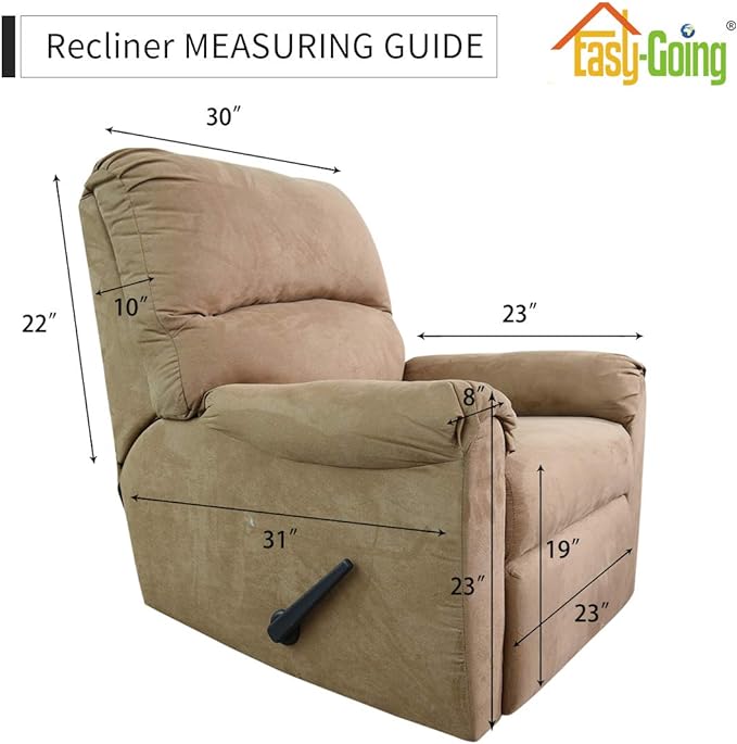 Easy-Going Recliner Stretch Sofa Slipcover Sofa Cover 4-Pieces Furniture Protector Couch Soft with Elastic Bottom,Polyester Spandex Jacquard Fabric Small Checks(Recliner,Sand)