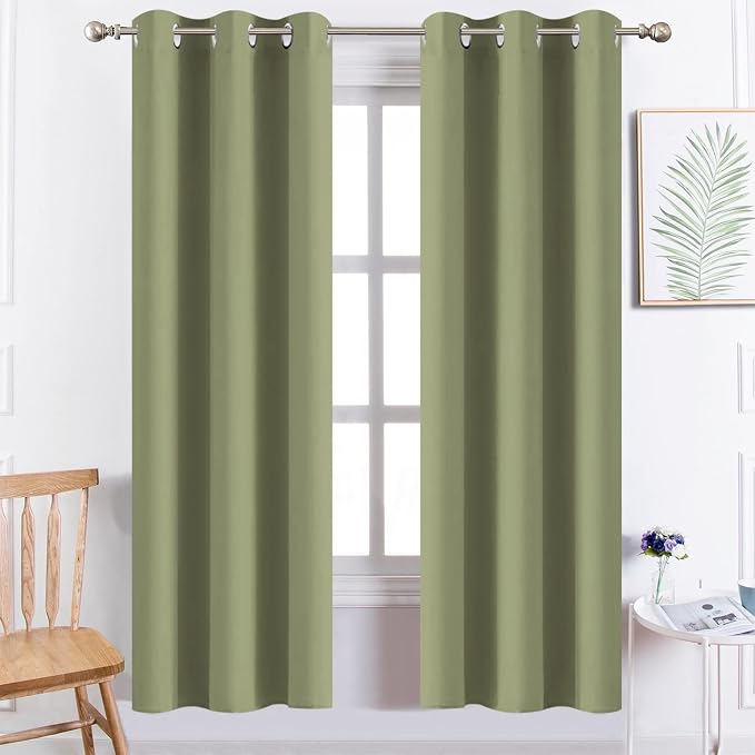 Yakamok Blackout Curtains 38x72 inch Sage Green Thermal Drapes-Bedroom | 2 by Yakamok