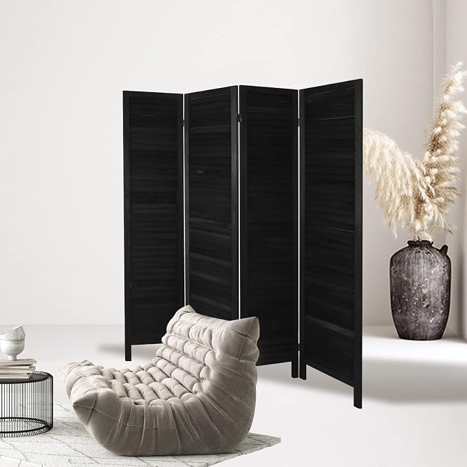 4 Panel Room Divider, Freestanding Wooden Privacy Screen | Solid paulownia wood - Image 7