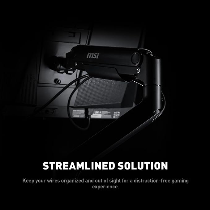 MSI MAG MT201D - Premium Heavy Duty Dual Monitor Stand Arms, 17-45" Support, VESA Compatible, Adjustable Spring Mount, 44 lbs per Screen, Clamp & Grommet, Quick Release Plate - Black