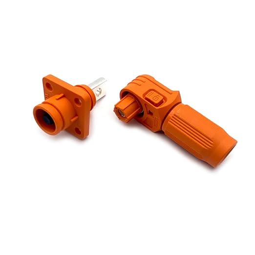 450A Battery Energy Storage Connector, 185mm² High Current Connectors IP67 Waterproof Copper Brand Thread Wiring Power Adapter Quick Plug Terminal Right Angle Plug and Socket (1500V Black+Orange)