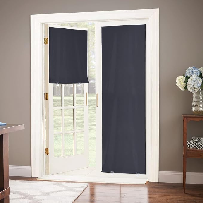 LazBlinds 100% Blackout Door Curtain, 1 Panel | No tools No Drill Cordless by LazBlinds