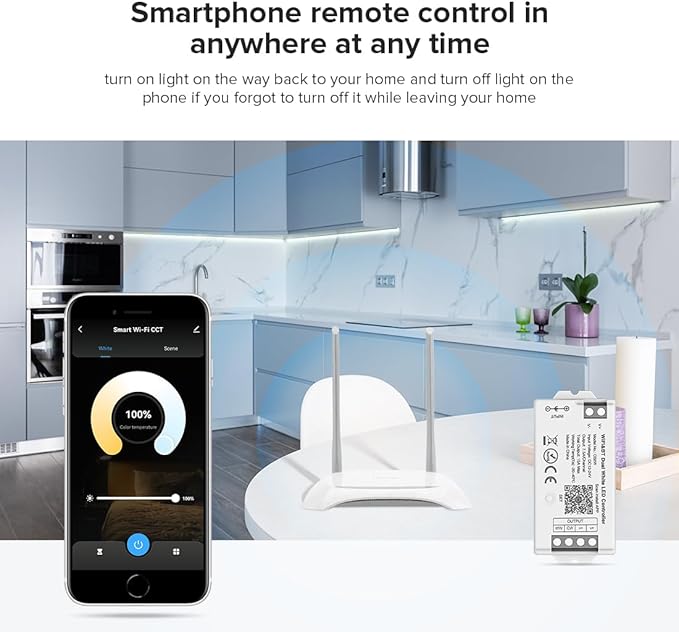 BTF-LIGHTING RF 2.4GHz Wireless Remote RC08RFB & C02W Dual White 2.4GHz Tuya WiFi Controller Kit Alexa Google Home APP Control for CCT PWM 5050SMD FCOB (+ CW WW) 3PIN LED Strip DC12V DC24V