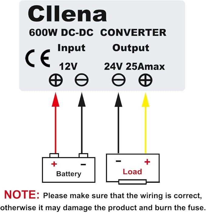 Cllena DC/DC 12V to 24V Boost Converter 25A 600W Step Up Voltage Regulator Module Car Power Supply Voltage Transformer (Input 10V-16V)