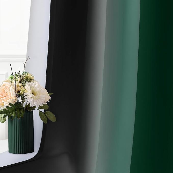 SimpleHome Ombre Green and Black Room Darkening Curtains 84 inches Length | - Image 7