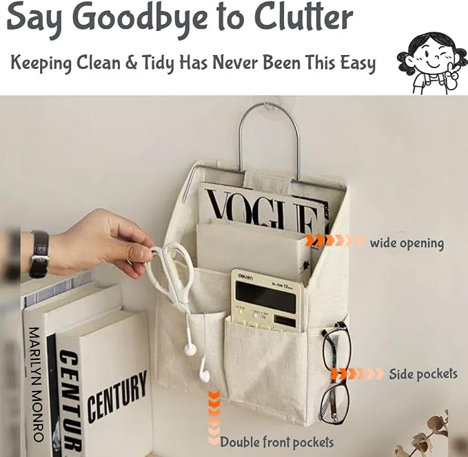 Dorm Storage Bedside Caddy Dorm Room Essentials Linen Hanging Storage Organizer - Image 4