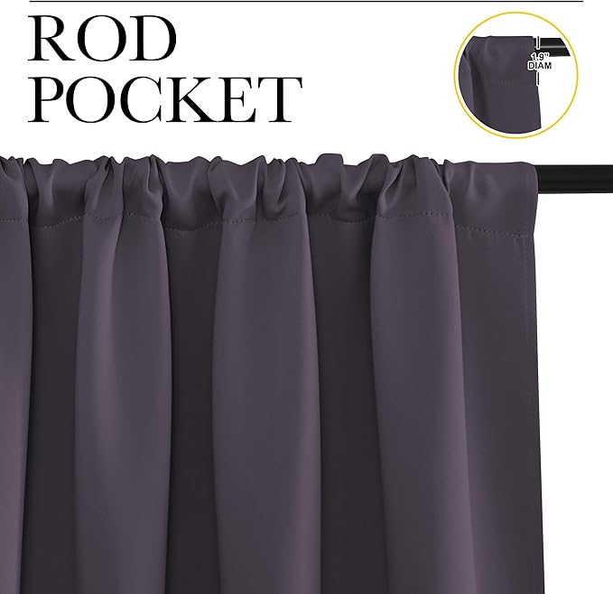 NICETOWN Blackout Curtains for Living Room, 2 Panels, 42 by 63, Darkening - Image 2