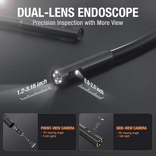 Teslong 50FT Sewer Camera, Dual Lens Borescope with Light, 4.3" HD Drain Plumbing Endoscope Inspection Camera, Home Waterproof Flexible in Wall Cam Pipe Tools, Snake Scope for Air Duct HVAC