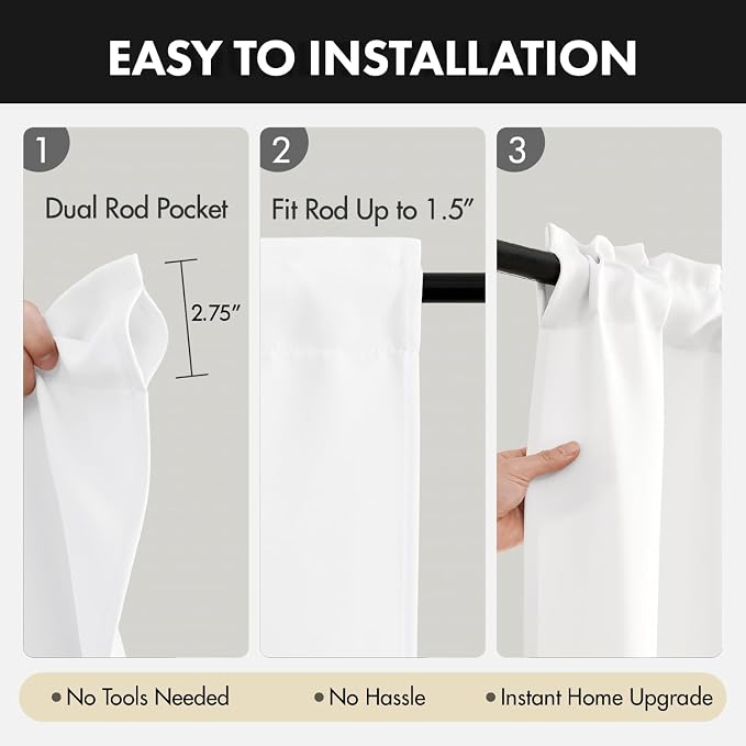 MIULEE Pure White Blackout Curtains 4 Panels Set 72 Inch Length Bedroom | - Image 6