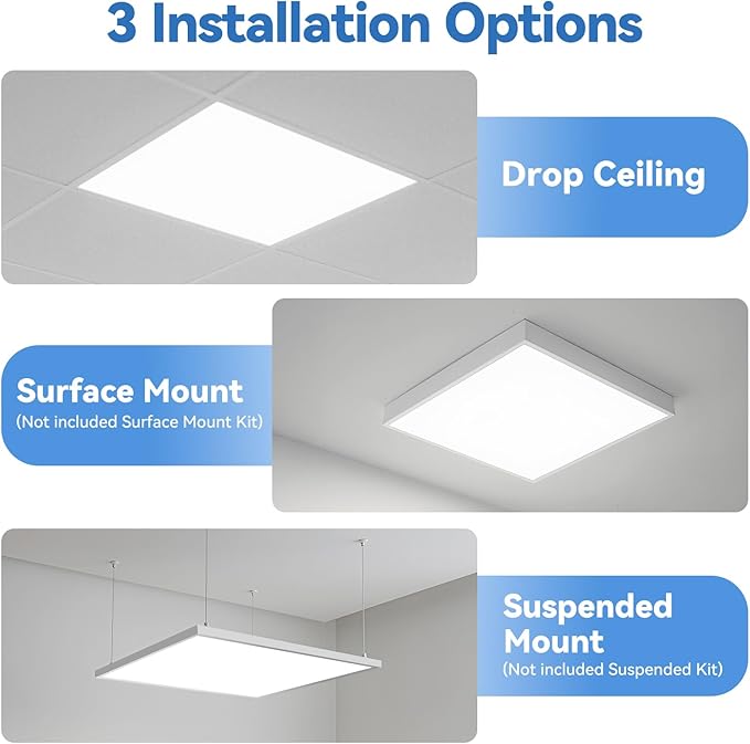 CycevSun 16-Pack 2x2 LED Flat Panel Light - Drop Ceiling, 30/40/50W Selectable, 5500LM, 4CCT 3000K/4000K/5000K/6000K Switchable, 0-10V Dimmable, 100-277V, ETL Listed