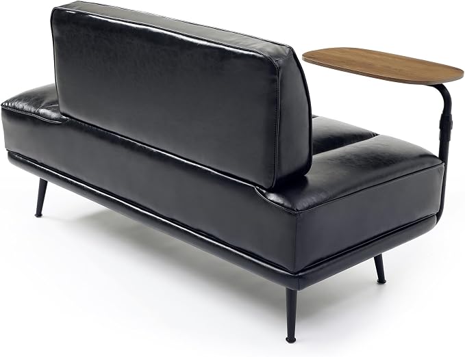 Leather loveseat Sofa, Modern Faux Leather Bedroom Bench - Image 4