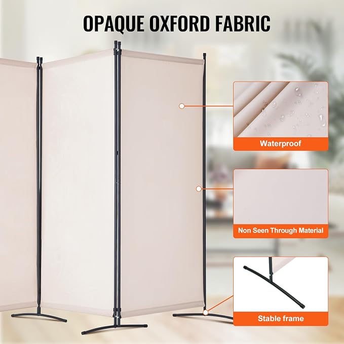 VEVOR Room Divider, 3 Panel Room Divider, Folding Privacy Screen and Portable - Image 3