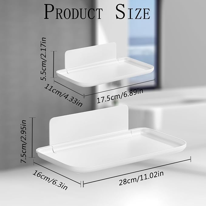 2Pcs Foldable Floating Shelves for Wall, No Drill Adhesive Shelves – for - Image 3