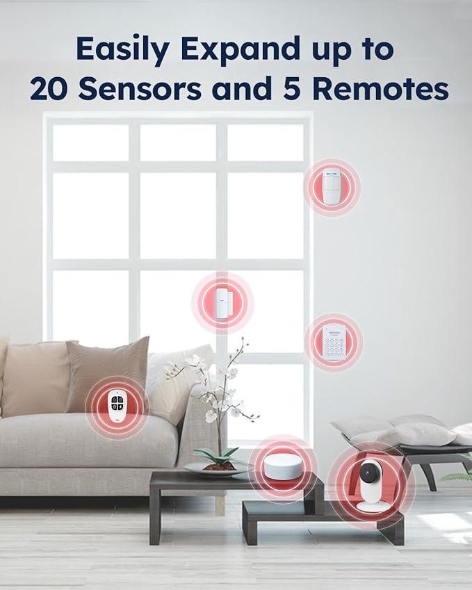tolviviov Alarm System for Home Security, Door Alarm Systems, App Alerts, 15Piece Kit, No Monthly fee, WiFi Alarm, Door Window Motion Sensor, for Home Security and Kids Safety