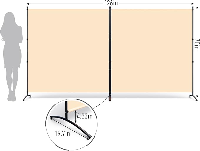 2 Panel Large Room Divider, Folding Privacy Screens - Image 2