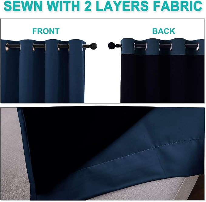NICETOWN Full Shading Curtains 90 inches Long 2 Panels Set - Image 5