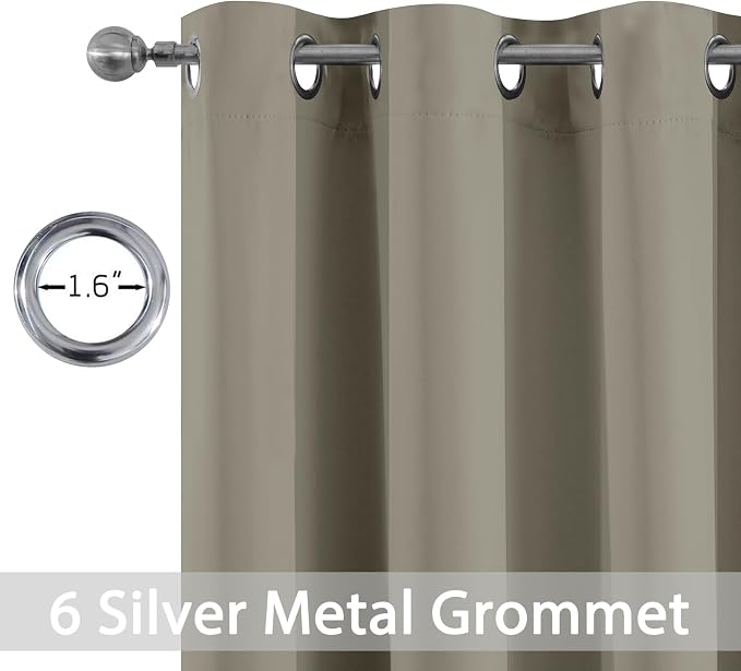 Yakamok Blackout Curtains 38x72 inch Taupe Thermal Drapes-Bedroom | 2 panels - Image 2