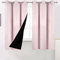 100% Blackout Curtains 40 x 63 Inches Long Thermal Insulated Baby Pink Curtains by Lemomo