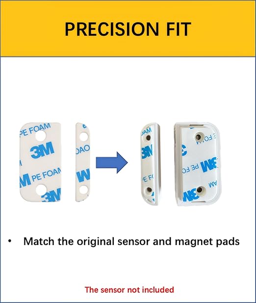 Adhesive Replacement Strips for Ring Contact Sensor 2nd Gen - Pre-Cut Double-Sided Tape 12-Pack (12Sensor&12Magnet Pads), No Cutting Needed, Secure Mounting for Door/Window Alarm Systems (12 Pack)