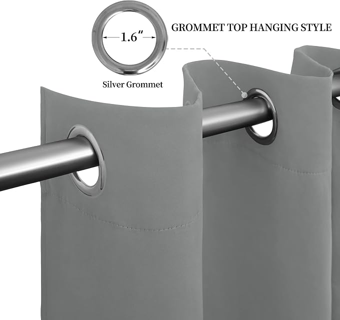 Easy-Going Thermal Grommet Blackout Curtains, 2 Panels 52x63 in, Light Gray | - Image 5