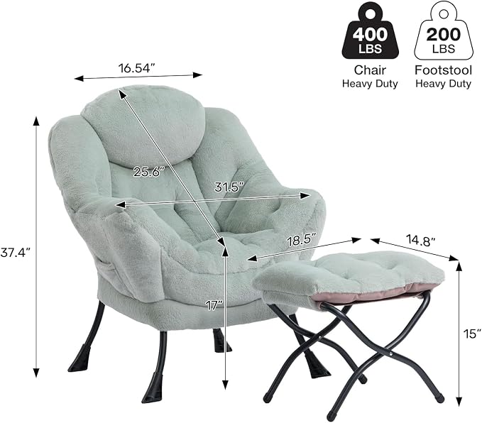 HollyHOME Lazy Chair with Foldable Ottoman, Accent Comfy Lounge Armchair and - Image 3