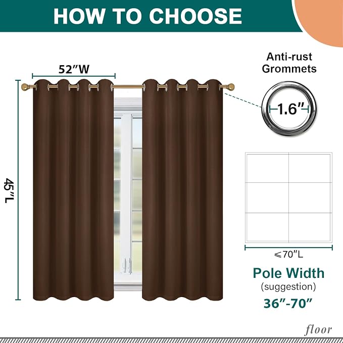 Diraysid 100% Blackout Curtains Chocolate Brown Linen Curtains - Image 5
