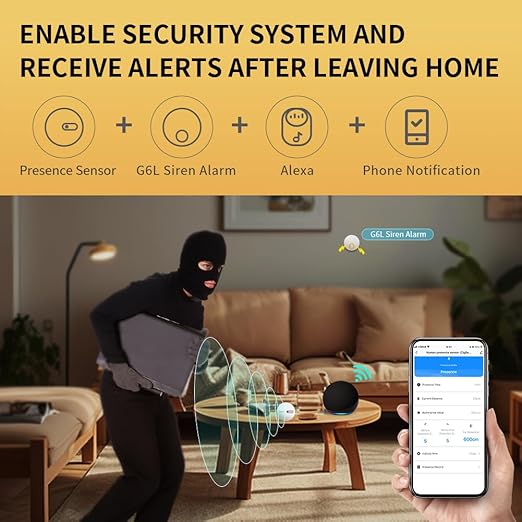 Linptech Human Presence Sensor ES1,Smart Motion Sensor with 24G mmWave Radar,Occupancy Sensor Requires Tuya Zigbee Hub for Home Security and Automation,Compatible with Alexa,Smart Life,Z2MQTT,ZHA