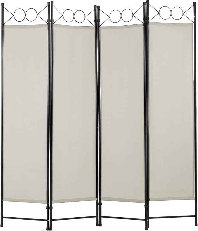 4 Panel Room Divider 6FT Steel Frame Screen Folding Privacy Divider by PayLessHere