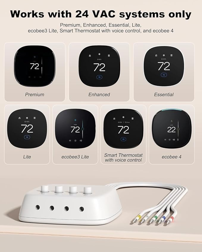 Power Extender Kit for Ecobee Smart Thermostats, C-Wire Adapter for Ecobee3 Lite, Premium, Enhanced, Essential, Lite, Smart Thermostat for ecobee4 and Smart Thermostats with Voice Control