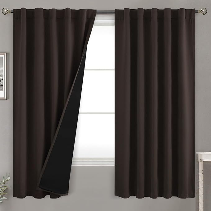 BGment Brown 100% Blackout Curtains 63 Inches Long by BGment