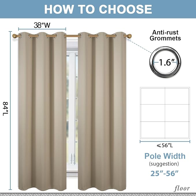 Diraysid Beige Grommet Blackout Curtains - Image 6