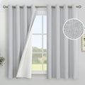 YoungsTex Light Grey Linen Blackout Curtains 45 Inch Length by YoungsTex
