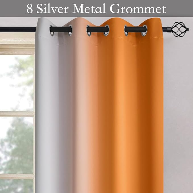 SimpleHome Ombre Orange to Grey White Curtains - Image 5