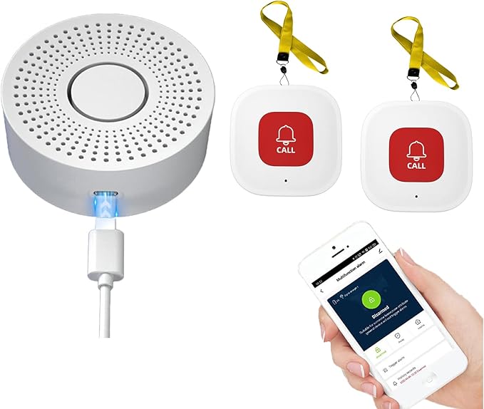 DwyenSlo WiFi Caregiver Pager Call Button Wireless Nurse Alert Call Bell Emergency Alert Pager at Home for Elderly Patients