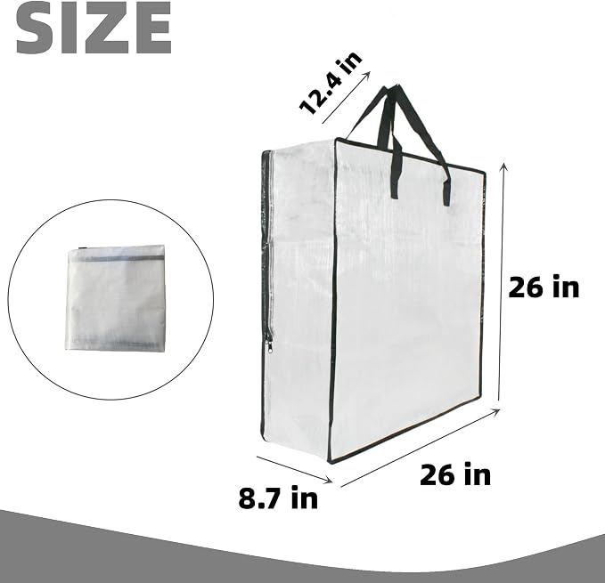 6 Pack Clear Storage Bags with Zipper and Handles, Blanket Bags - Image 2
