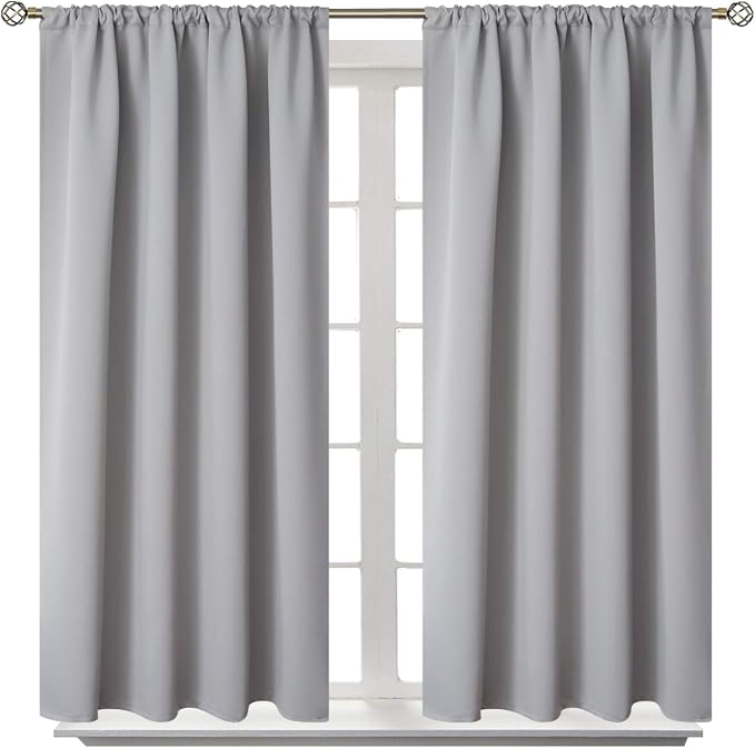BGment Light Grey Blackout Curtains 48 Inch Length by BGment