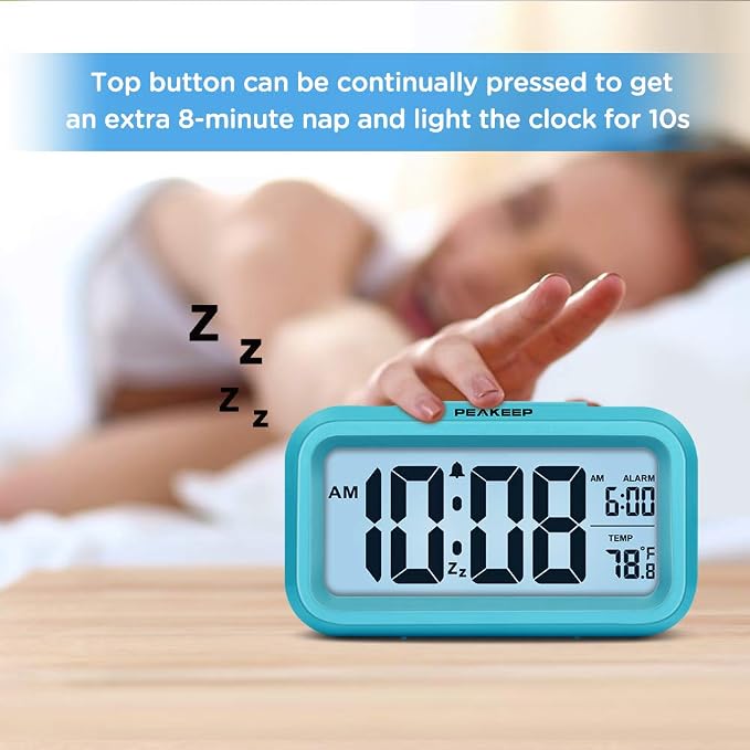 Peakeep Night Light Digital Alarm Clock Battery Operated Indoor Temperature | - Image 3