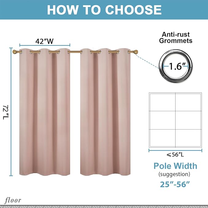 Diraysid Blush Grommet Blackout Curtains - Image 7