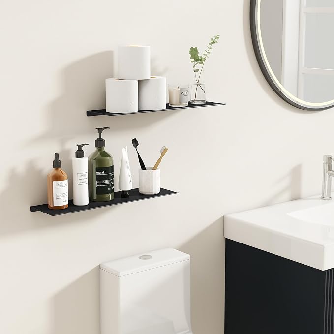MKO 16" Floating Shelves for Wall, Long Metal Wall Mounted Shelf for Bathroom - Image 4