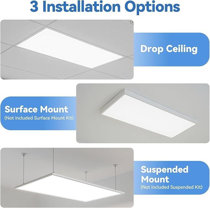 CycevSun 6-Pack 2x4 LED Flat Panel Light Drop Ceiling, 40/50/60W Selectable, Up to 6600LM, 4CCT 3000K/4000K/5000K/6000K Switchable, 0-10V Dimmable, 100-277V, ETL Listed