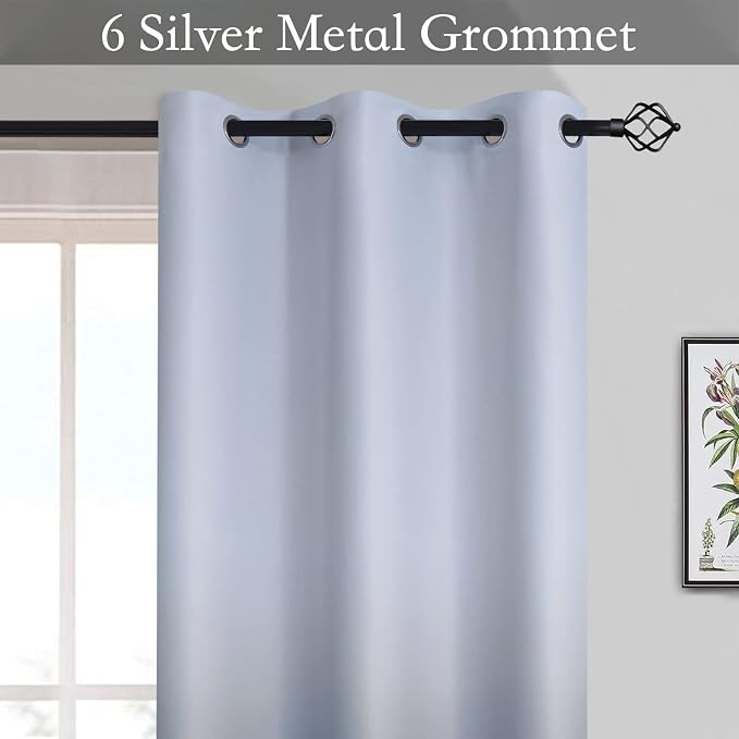 SimpleHome Ombre Gradient Blue White to Gray Curtains - Image 3