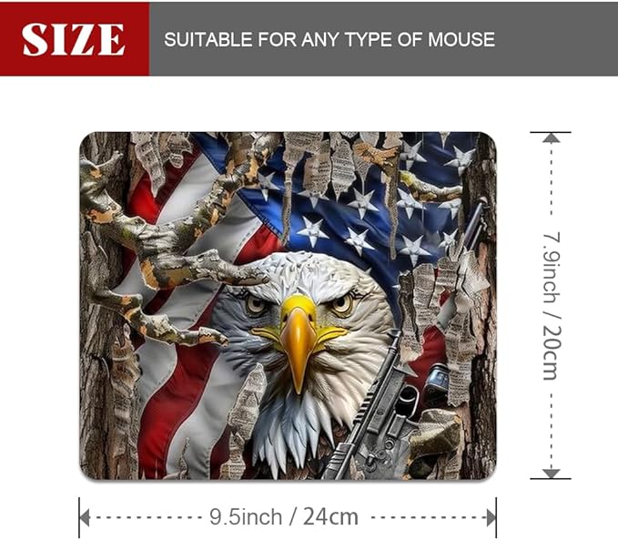 American Flag Eagle rip Oak camo Square Mouse pad, Texture, Waterproof, Anti Slip Rubber Base, Computer Mouse pad, Laptop Mouse pad