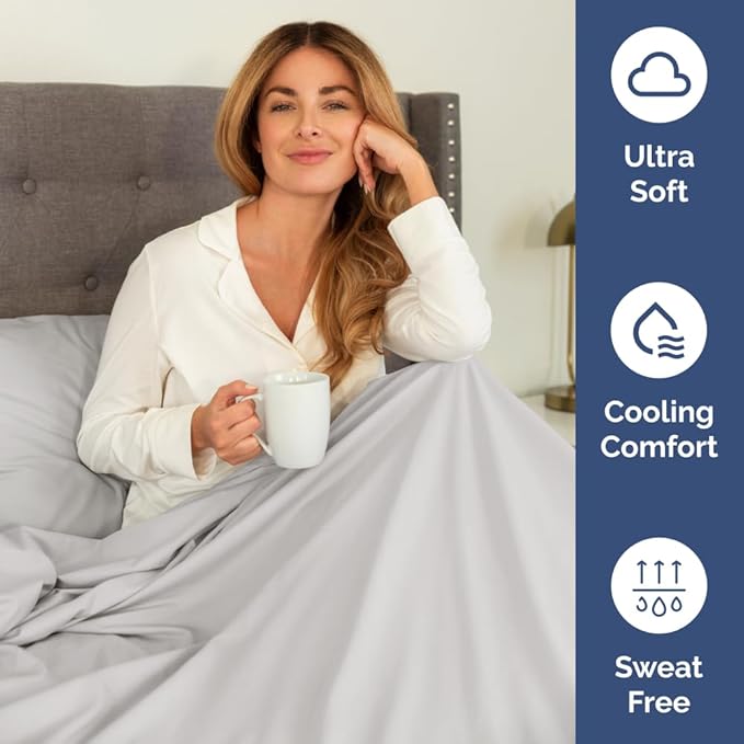 Full XL Bed Sheet Set - 4 Piece Extra Long Extended Full XL Sheets - Ultra-Soft, Breathable & Cooling - Fits 8” to 16" Mattress w/ Deep Pockets - 54" x 80" - Wrinkle and Fade Resistant - French Grey