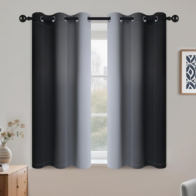 COSVIYA Grommet Ombre Black Room Darkening Curtains 45 inch by COSVIYA