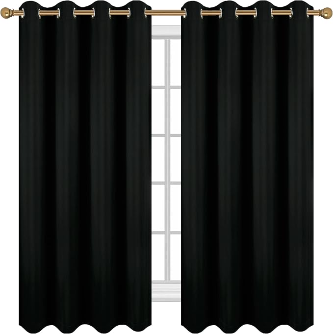Diraysid Black Grommet Blackout Curtains - Image 2