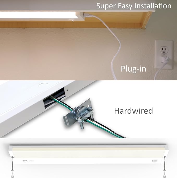 Leetdud Under Cabinet Lights Plug in or Hardwired Built-in Dimmer, 16 Inch 8W, 5CCT 2700K-5000K, Linkable Undercounter Lighting for Kitchen, ETL Dimmable LED Undercabient Light Fixture, White