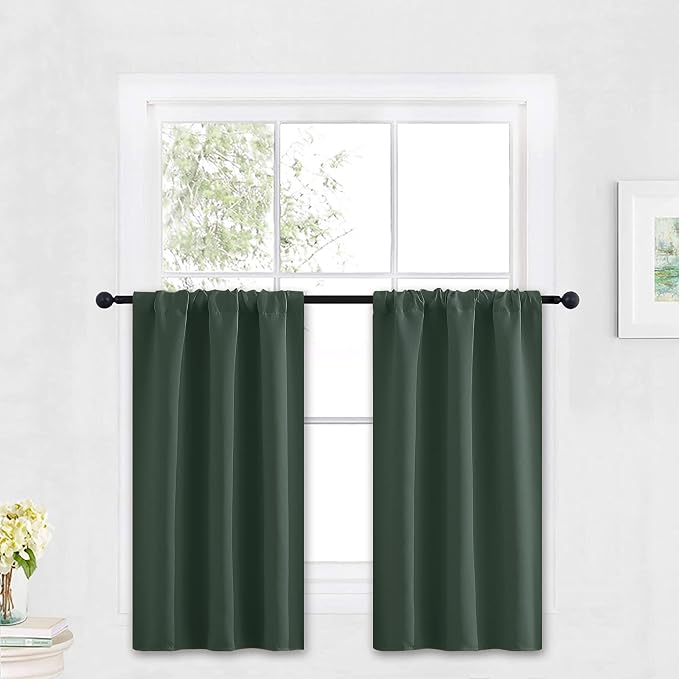 RYB HOME Cafe Blackout Curtains 30 inch Length, Short Window Curtain Tiers | by RYBHOME