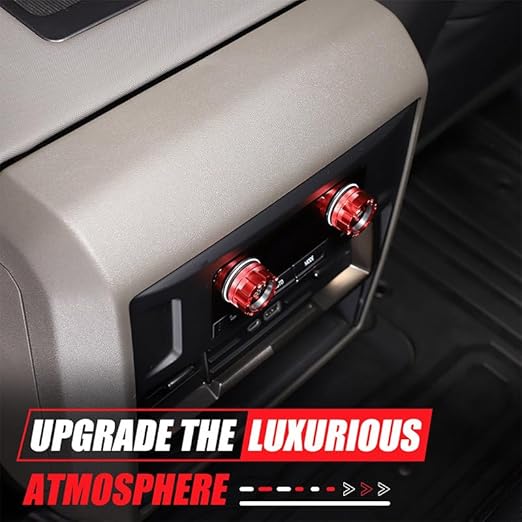 for Hummer EV Accessories Rear Air Conditioner Switch Button Knob Cover,Climate Control Knob Aluminum A/C Decal Trim Rings for Hummer EV SUV Truck 2024 2025+ (Mecha Model Red)